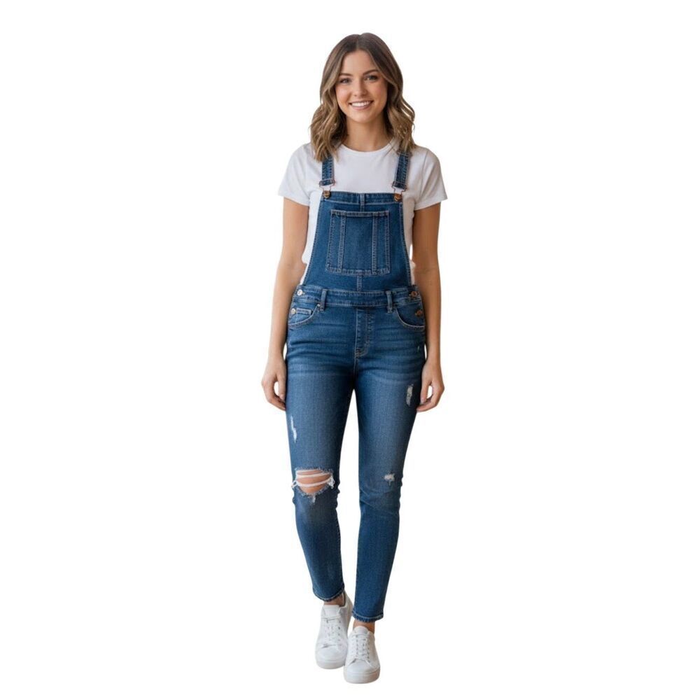 Celebrity Pink Ripped Denim Overall size L
